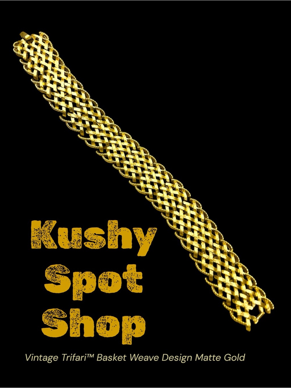 Vintage Trifari™️ Matte Gold Basket-Weave Bracelet 🧺